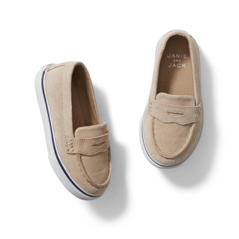Janie and Jack suede tan loafers size 5.